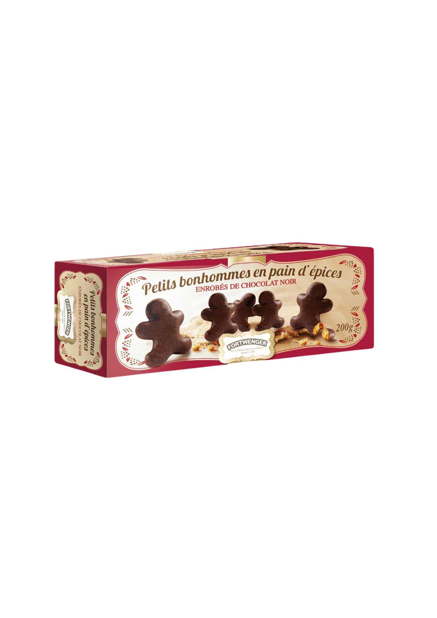Fortwenger - Bonhomme en pain d'épices enrobé de chocolat noir 200 g - Fortwenger