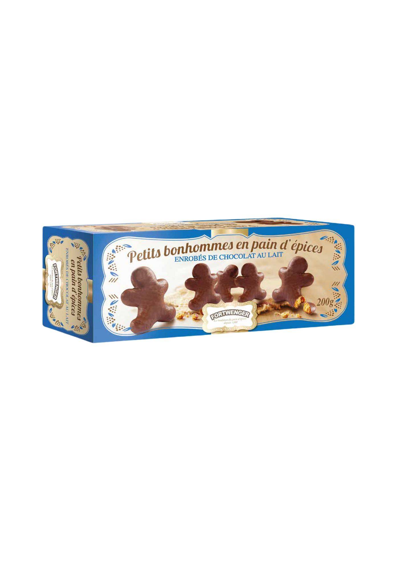 Fortwenger - Bonhomme en pain d'épices enrobé de chocolat au lait 200 g - Fortwenger