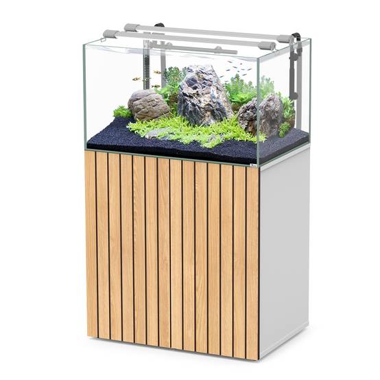 Aquatlantis - Ensemble aquarium et meuble blanc portes bois striées MDF - 176 L - Aquatlantis - Image 1