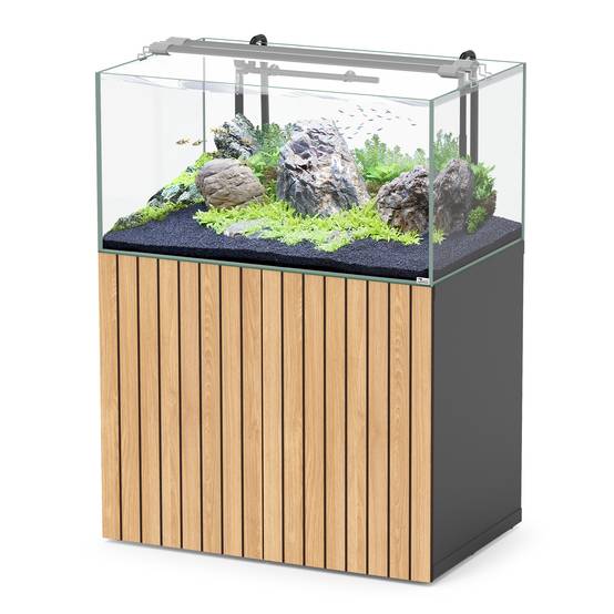 Aquatlantis - Ensemble aquarium et meuble blanc portes bois striées MDF - 284 L - Aquatlantis - Image 1
