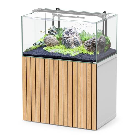 Aquatlantis - Ensemble aquarium et meuble blanc portes bois striées MDF - 284 L - Aquatlantis - Image 1